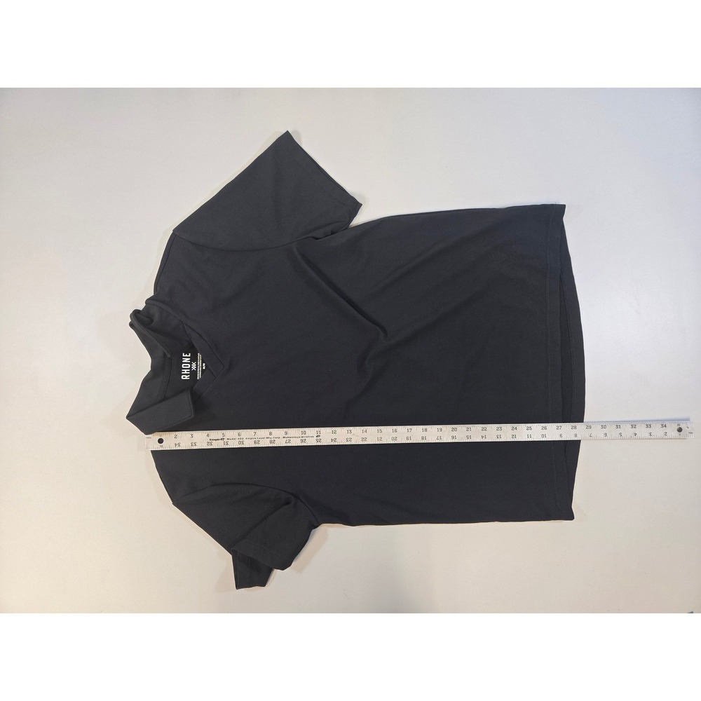 Rhone Mens Links Golf Black V-Neck S/S Polo Shirt Performance Stretch M - Picture 13 of 14